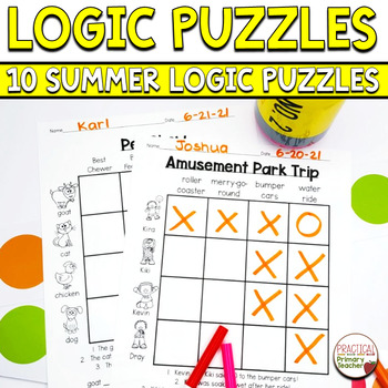 Preview of Logic Puzzles 1st and 2nd Grade Brain Teasers Summer