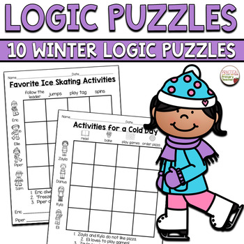 Preview of Logic Puzzles 1st and 2nd Grade Brain Teasers Winter