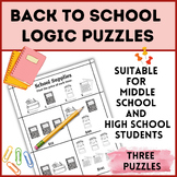 Logic Puzzles Back to School High School Middle School Mat