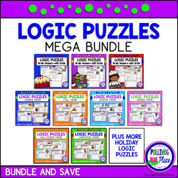 Preview of Logic Puzzles Brain Teaser Puzzles with Grids MEGA Bundle
