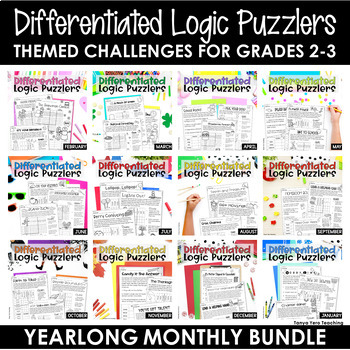 Preview of Logic Puzzles Brain Teasers Differentiated *Grades 2-3* YEARLONG BUNDLE