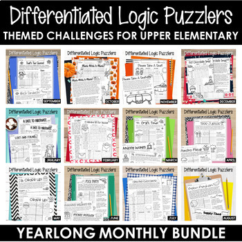 Preview of YEARLONG Themed Logic Puzzles Early Finishers and Brain Teasers Grades 4-6
