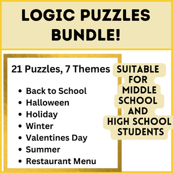 Preview of Logic Puzzles Bundle Middle School High School Math Challenge