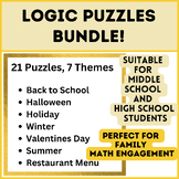 Logic Puzzles Bundle Middle School High School Math Challenge