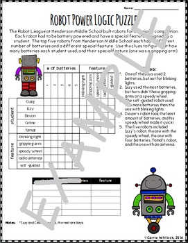 Logic Puzzles - Double Matrix - Set 5 by Carrie Whitlock