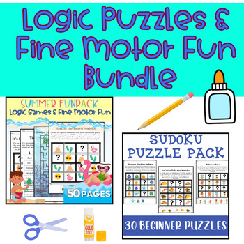 Preview of Logic Puzzles & Fine Motor Fun Bundle- Multi-Sensory Fun Inside!
