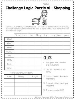 Logic Puzzles Critical Thinking Activities by Mrs Thompson's Treasures