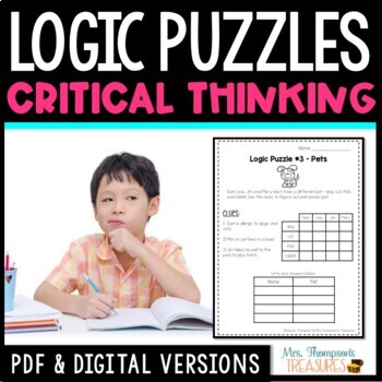 Preview of Logic Puzzles Critical Thinking Activities - Printable & Digital Brain Teasers