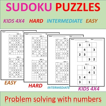 Preview of Logic Puzzles - Grid Puzzles & Sudoku Puzzles 4X4 AND 9X9 - PRINTABLE