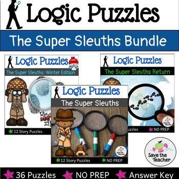 Preview of Logic Puzzles: Super Sleuths Bundle Distance Learning Worksheets