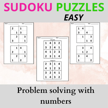 Preview of Logic Puzzles for Kids - Grid Puzzles & Sudoku Puzzles 4X4 - PRINTABLE