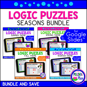 Preview of Logic Puzzles with Grids | Seasons Bundle | Google Classroom | Distance Learning
