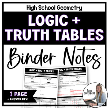 Preview of Logic and Truth Tables - Binder Notes for Geometry