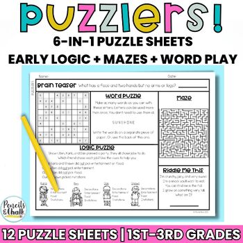 Preview of Logic and Word Puzzles for 1st, 2nd, & 3rd Grade | Math Enrichment Activities