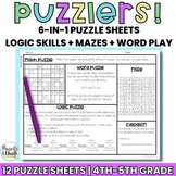 Logic & Word Puzzles for 4th & 5th Grade | Printable Math 