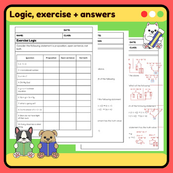 Preview of Mathematical Logic, exercises + answers (High school) worksheets