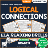 Logical Connections in Text (RI.3.8): Reading Comprehension Worksheets | GRADE 3