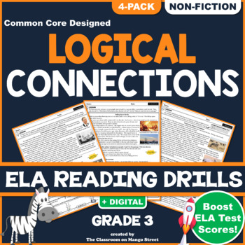 Preview of Logical Connections in Text (RI.3.8): Reading Comprehension Worksheets | GRADE 3