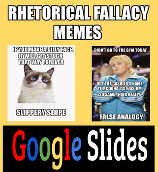 Preview of Logical Fallacies Meme Lesson Rhetorical Fallacies Google Slides Rhetoric