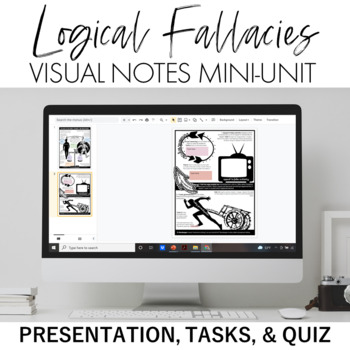 Preview of Logical Fallacies Mini-Unit: Visual Notes, Quiz, and Teacher Presentation