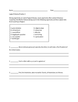 logical fallacies worksheet pdf