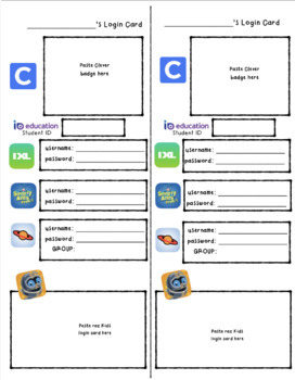 Preview of Login Cards - iPad classroom