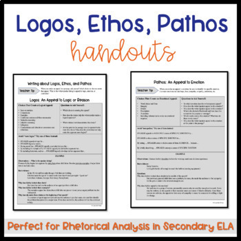 Logos Ethos And Pathos Rhetorical Appeals Writing Handout By Beth Hall
