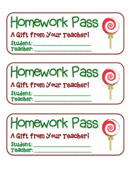 Preview of “Lollipop” Homework Pass –Holiday FUN! (full color version)