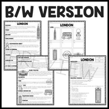 London, England Reading Comprehension Worksheet Big Ben Europe | TpT