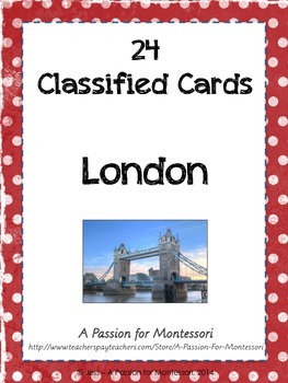 Preview of London Montessori Classified Cards, Flash cards, Three Part Cards