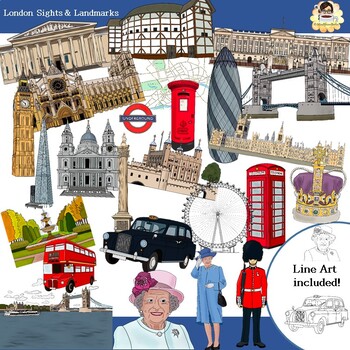 Preview of London Sights & Landmarks & People Clip Art - 56 items