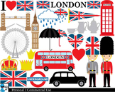 London UK Set Digital Clip Art Graphics Personal Commercia
