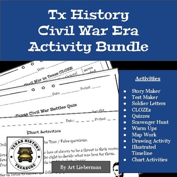 Preview of Civil War Era | 7th Grade Texas History Bundle | 17 Resources and Activities