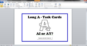 Preview of Long A - AI and AY - Task Cards