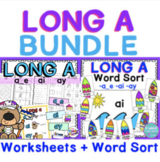 Long A BUNDLE Worksheets and Word Sort