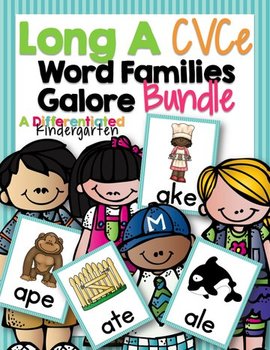 Preview of Long 'A' CVCe Word Family Word Work Galore Bundle-Differentiated/Aligned