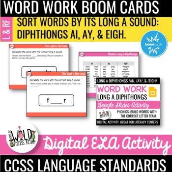 Preview of Phonics Boom Cards Set 1: Long A Diphthongs ai, ay, eigh