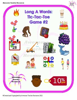 Preview of Long A Words: Tic-Tac-Toe Game #2