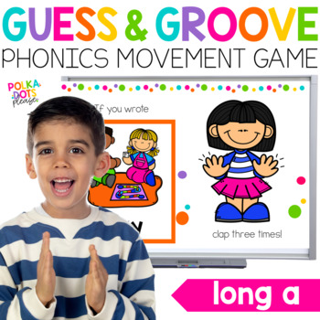 Preview of FREE Long A Movement Game | Guess and Groove Phonics Activity and Worksheets