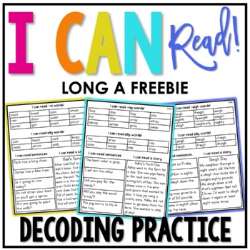 Preview of Long A Decoding Drills FREEBIE | Real and Nonsense Word Fluency Practice