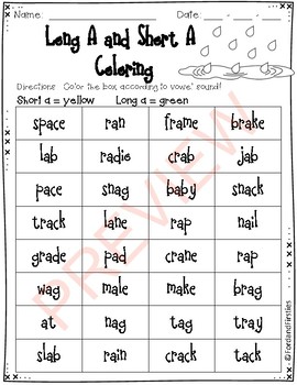 Long A & Short A Coloring! 4 pages by Ford and Firsties | TpT
