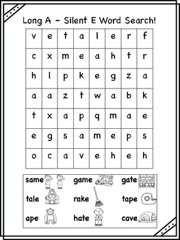 Long A - Silent E Word Searches by Lauren McIntyre | TpT