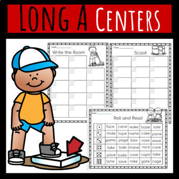Preview of Long A Silent e Phonics Centers Scoot Quiz Quiz Trade Write the Room Freebie