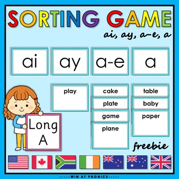Preview of ai, ay, a, a-e Long A Sound and Vowel Team Word Reading and Sorting Activity