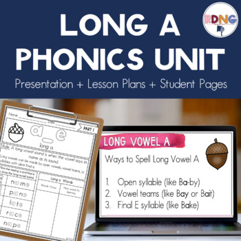 Preview of Long A Vowel Sound Phonics Unit Lesson Plans and Activities