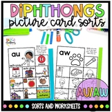 Diphthongs Au, Aw: Picture Card Sorts and Worksheets