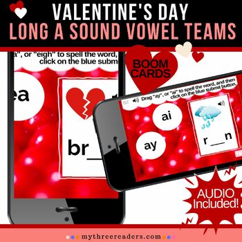 Preview of Long A Vowel Teams Valentine's Activity - AI & AY, EA & EIGH, EI & EY