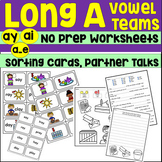 Long A Vowel Teams Word Work Printables, Sorting Cards, Cu