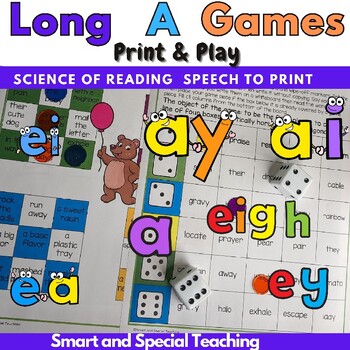 Preview of Long A Word Games Vowel Teams Science of Reading Speech to Print