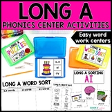 Long A, ai, ay, Silent E Word Work Centers - Phonics Activities